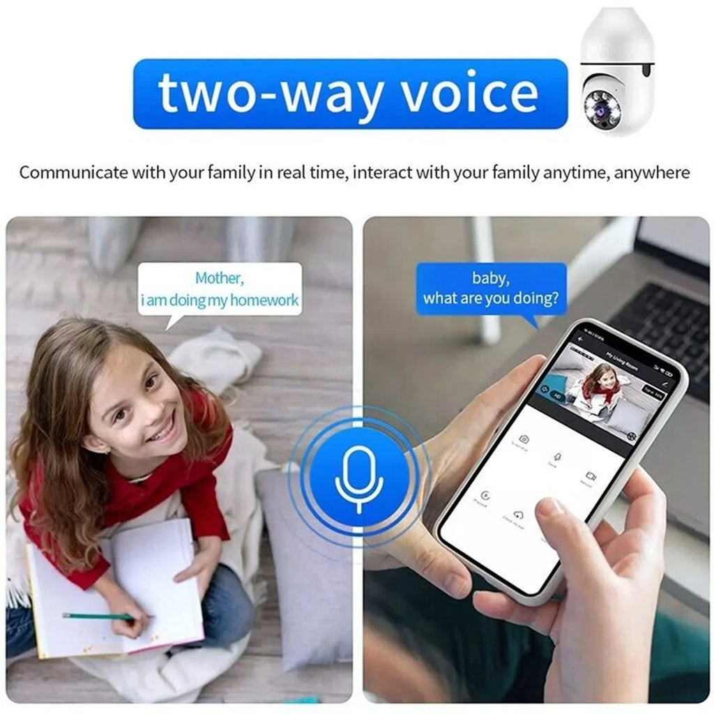 2PCS Wireless Security Camera,   Camera, E27 Light Bulb 1080P  Security Monitor Cam with Infrared Night Vision, White (Supports 2.4G &5G Wi-Fi)