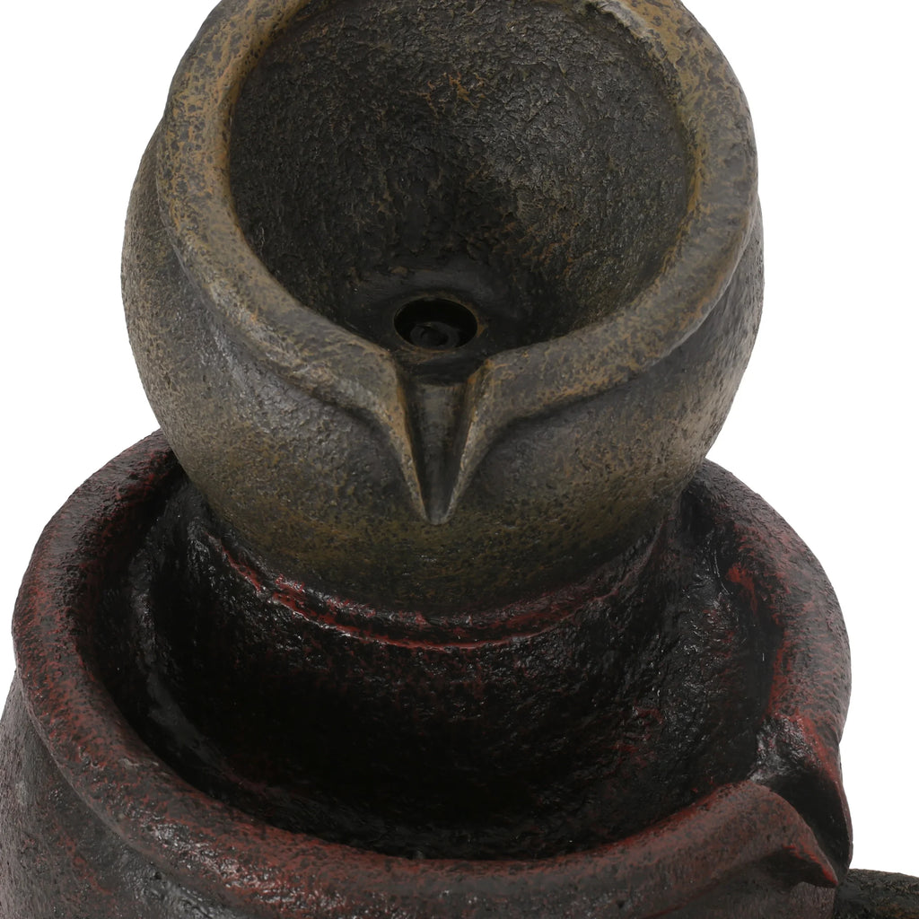 Studio Morrigan Outdoor 3 Tier Jar Fountain, Rustic Multibrown