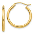 Real 14kt Yellow Gold Polished 2mm Tube Hoop Earrings; for Adults and Teens; for Women and Men