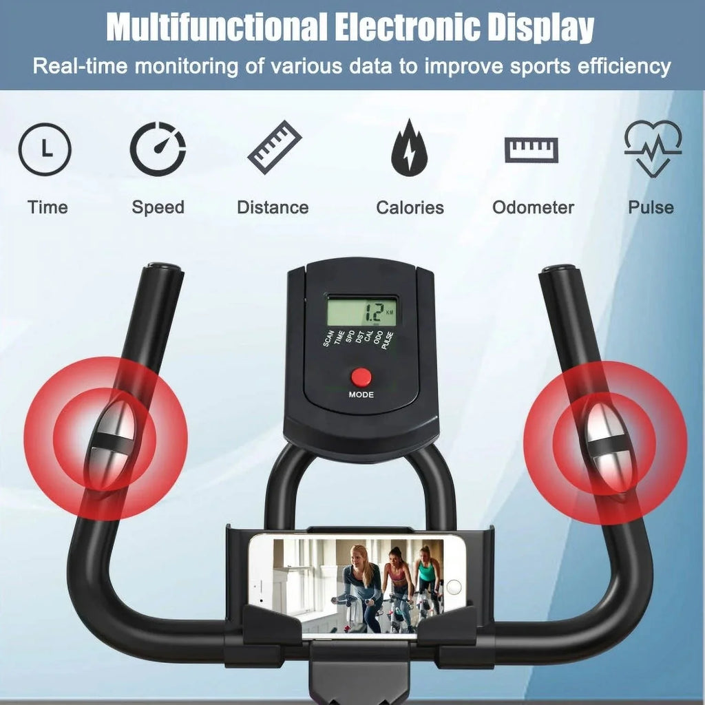 Exercise Bicycle, Adjustable Resistance Silent Belt Drive, Gym Indoor Stationary Bike, Red