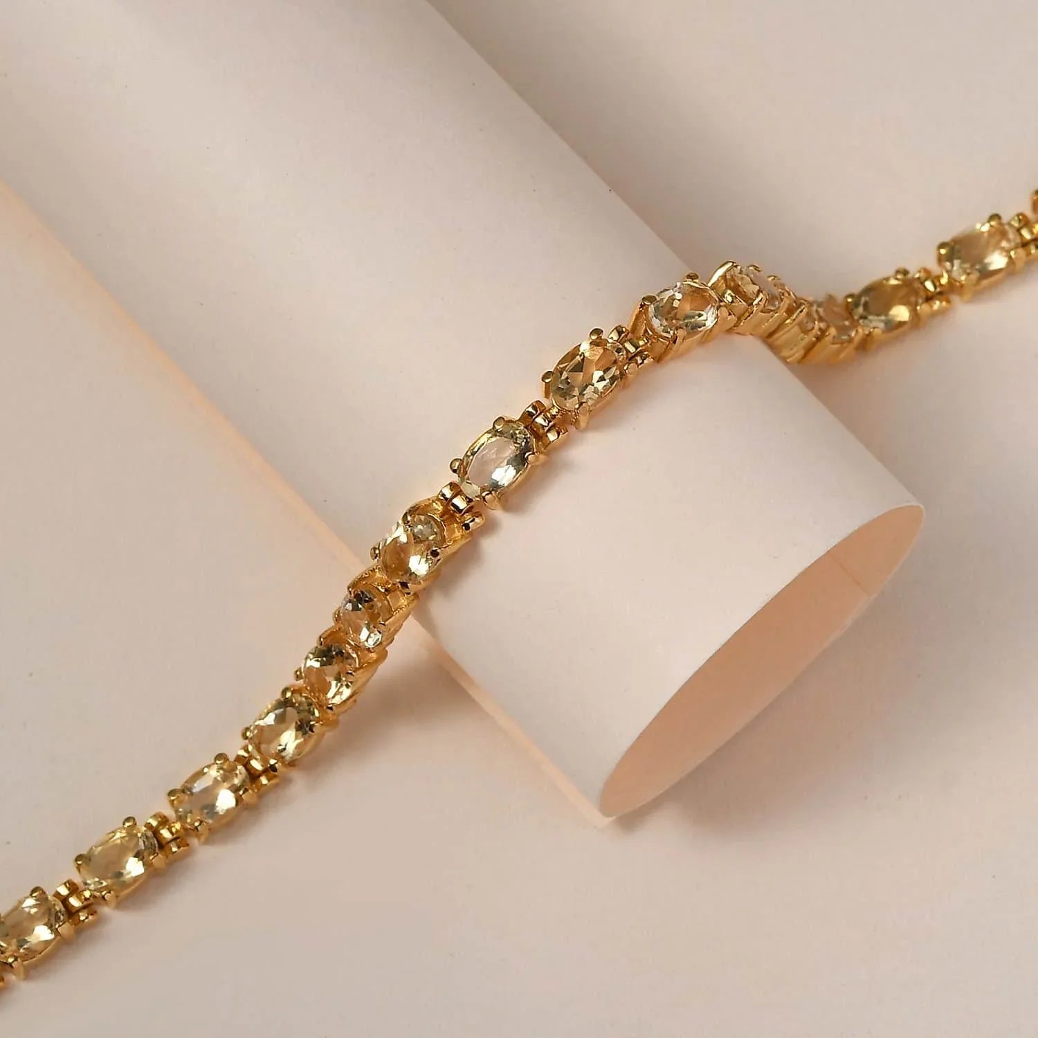 Shop  Citrine Oval Stainless Steel Yellow Gold Ion Plated Bracelet for Women Jewelry Size 7.25" Ct 7.38 Birthday Gifts