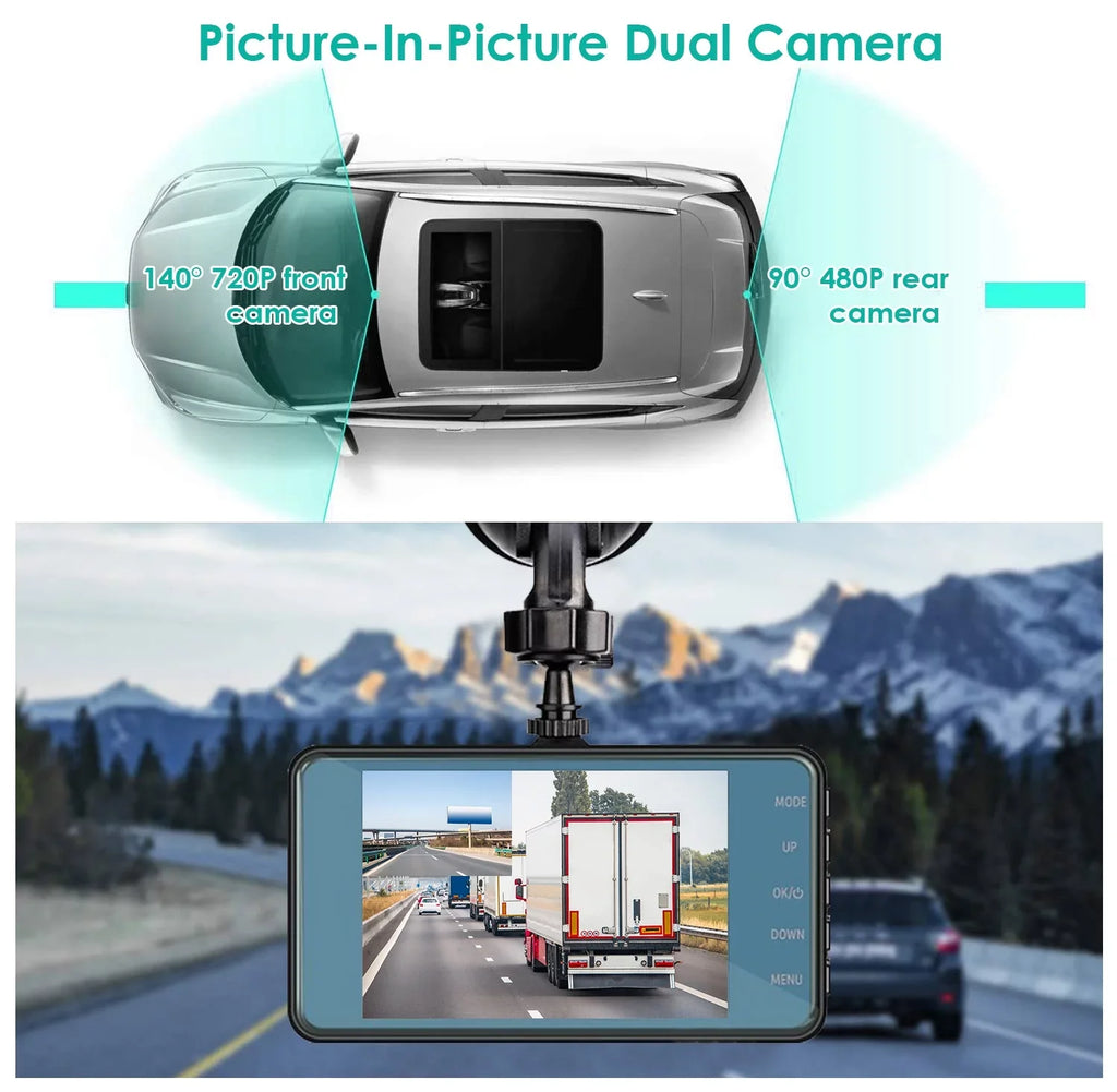 Car Dash Camera, iMounTEK Front and Rear Dual Dash Cam, 170° Super Wide Angle, 4.5inch Screen, G-Sensor, Parking Monitor, Motion Detection