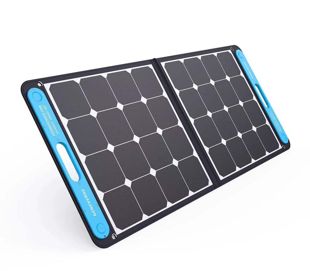 Geneverse 1002Wh (1x2) Solar Generator Bundle: 1X HomePower  Portable Power Station (3X 1000W  Outlets) + 2X 100W Solar Panels. Quiet, Indoor-Safe Backup Battery Power Generator For Home Devices