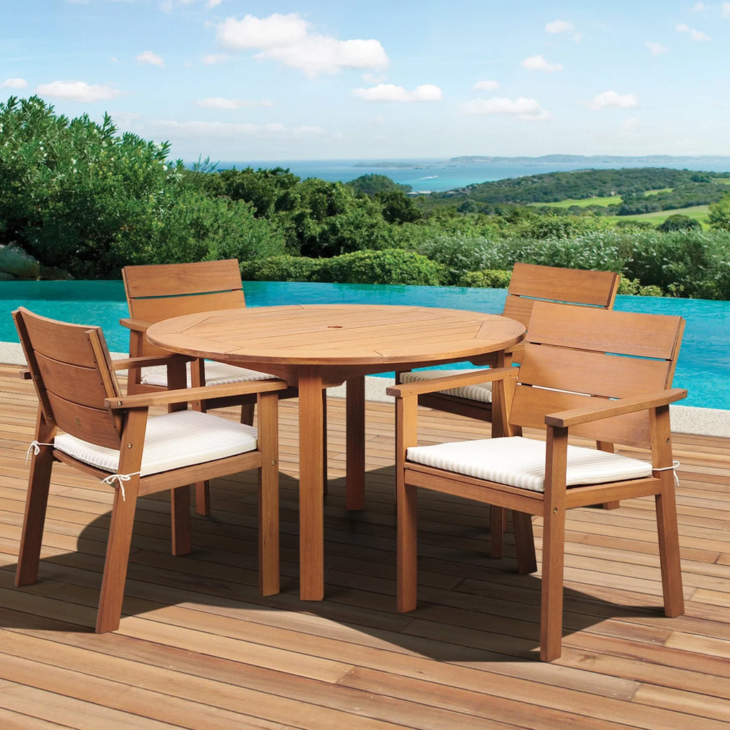 Outdoor Living and Style 5-Piece Brown Nelson Eucalyptus Round Patio Dining Set 47"