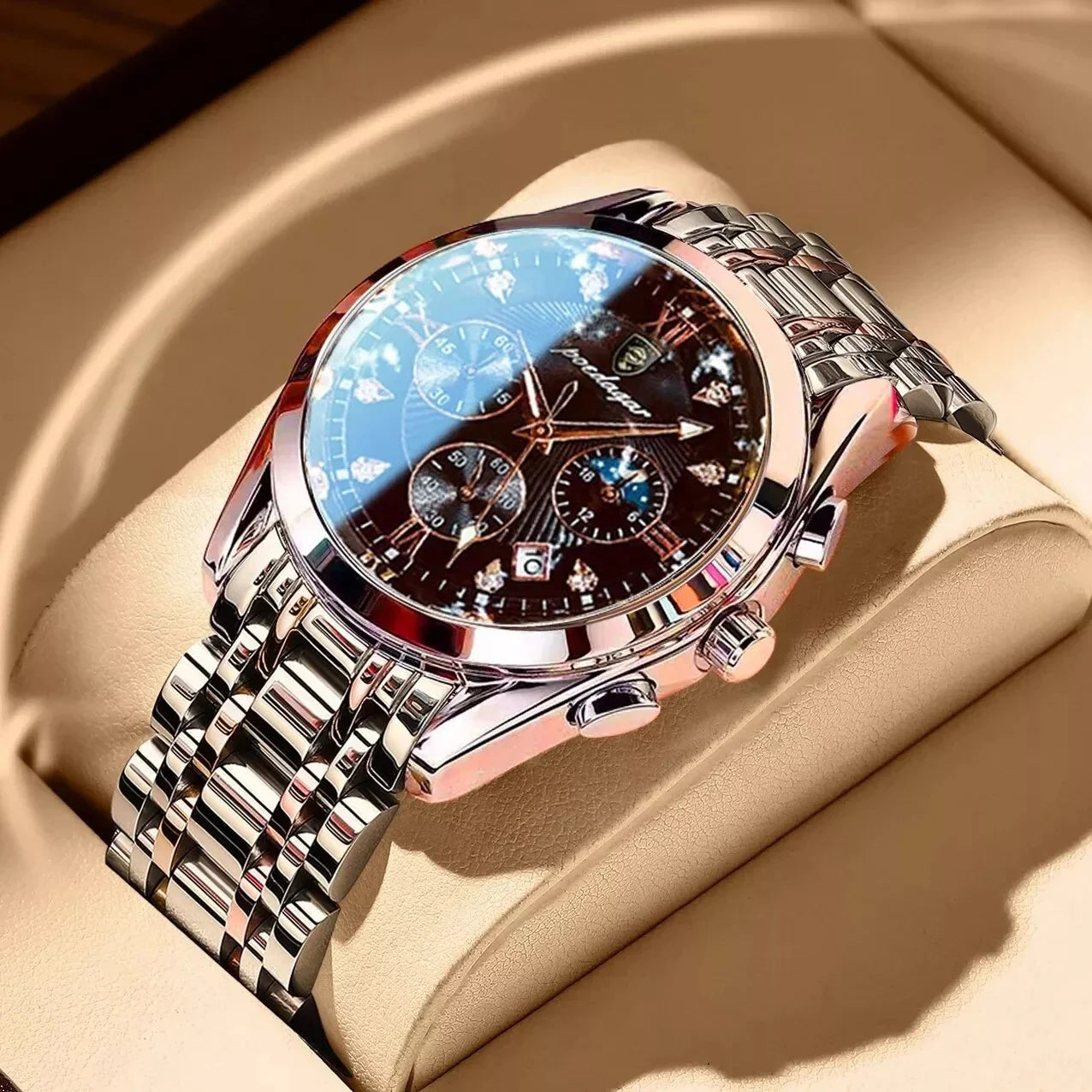 Men Watch Sport Chronograph Quartz Watches Top Brand Luxury Full Steel Waterproof Luminous Date Man Fashion Wristwatch 8169 Black S
