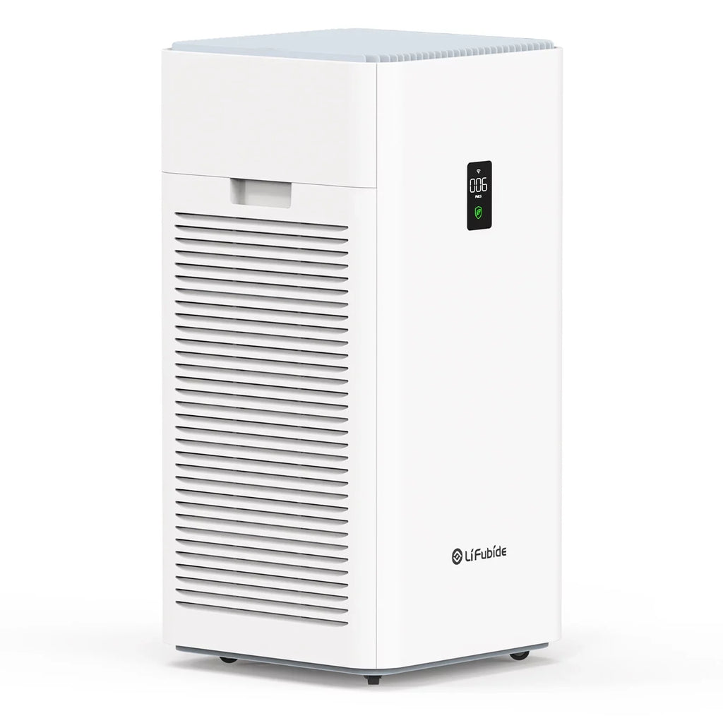 Lifubide Large Room Air Purifier, H13 True ,4555 Sq.Ft Coverage,24dB Low Noise For Bedroom, Removal Of 99.99% 0.01 Microns Particles, Pet Dander、Smoke、Odor、Dust， PM2.5 Monitor, Smart Air Purifier