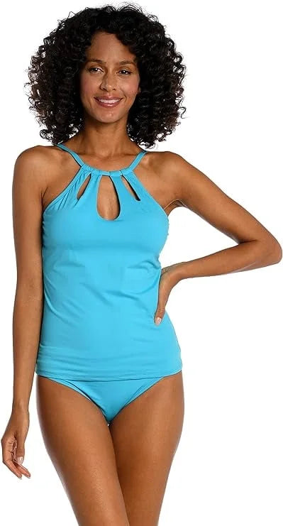 La Blanca Women's Island Goddess High Neck Keyhole Tankini Swimsuit Top