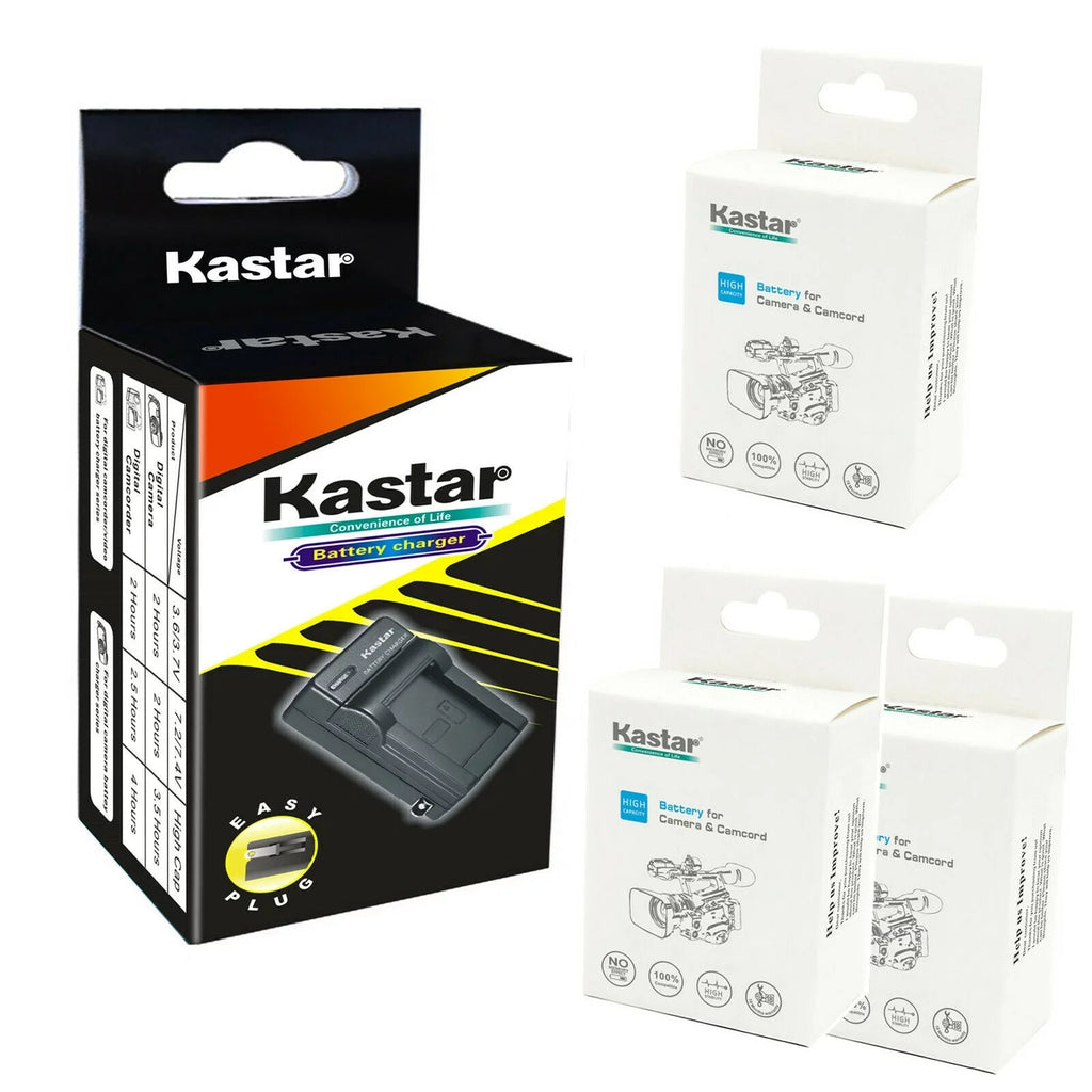 Kastar 3-Pack -727 BP727 Battery and  Wall Charger Compatible with Canon   R500 HFR500,   R600 HFR600,   R700 HFR700,   R800 HFR800,   M36 HFM36 Cameras