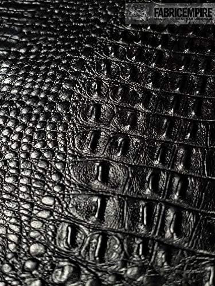 Vinyl Fabric Crocodile Fake Leather Upholstery 54" Wide Sold By The Yard ( Glossy Black)
