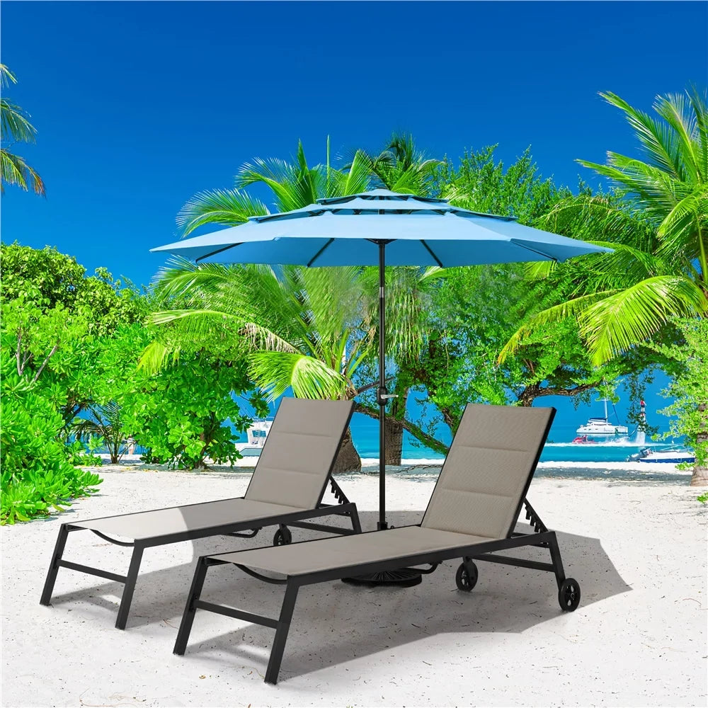 Yaheetech Outdoor 10ft Patio Umbrella with 8 Sturdy Ribs+ 26.5 lb 18'' Base Stand, Sky Blue