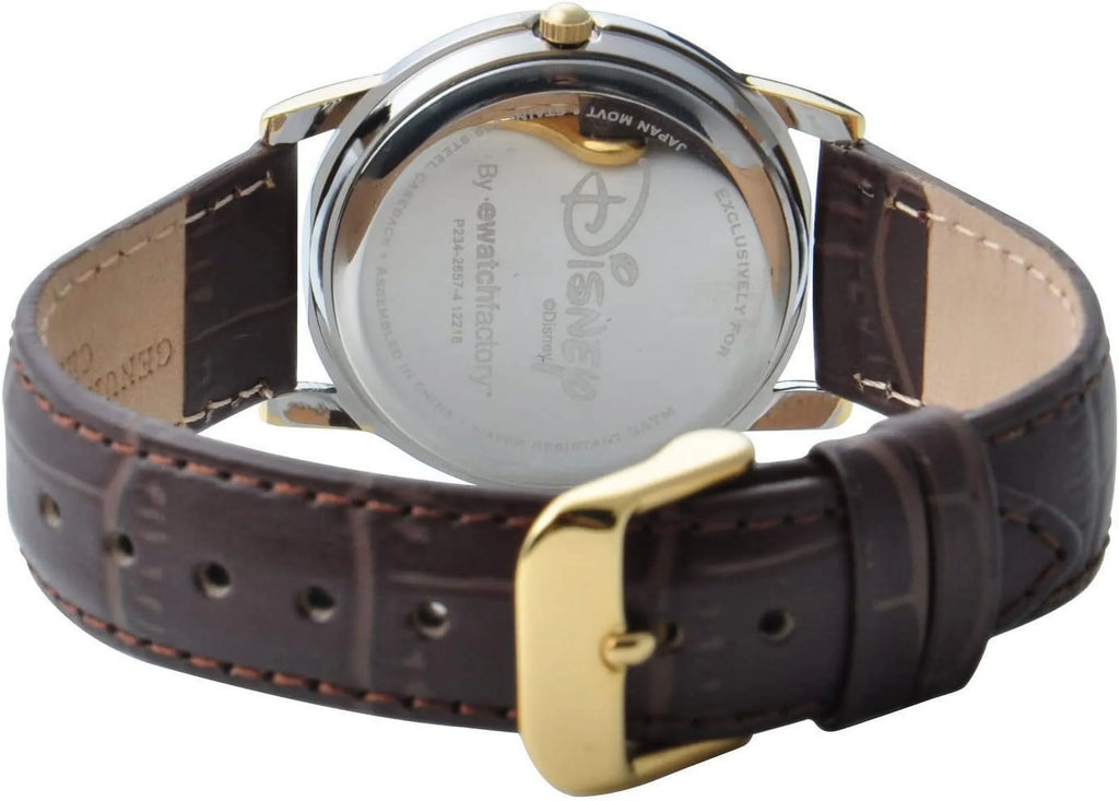 Winnie Men's Cardiff Silver and Gold Alloy Watch, Brown Leather Strap