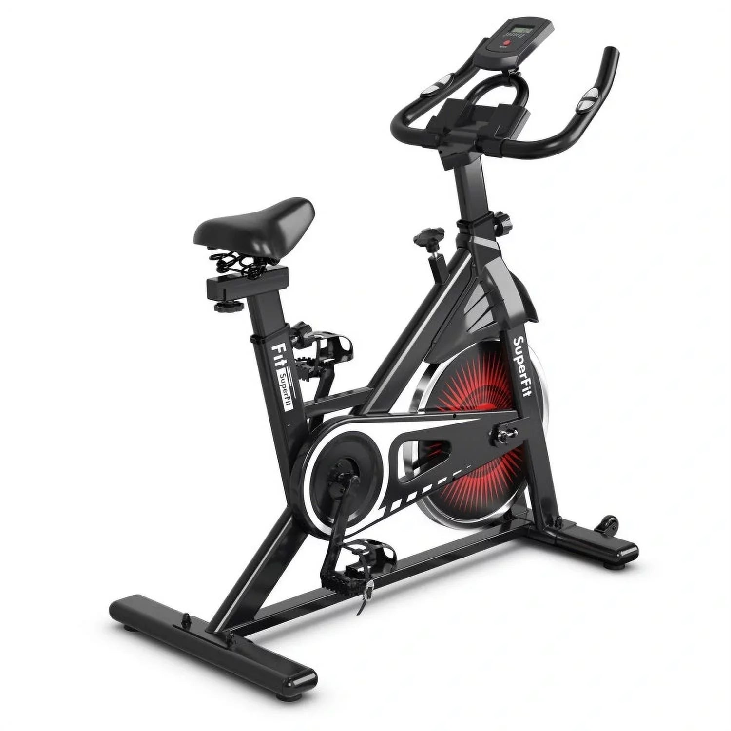 Exercise Bicycle, Adjustable Resistance Silent Belt Drive, Gym Indoor Stationary Bike, Red