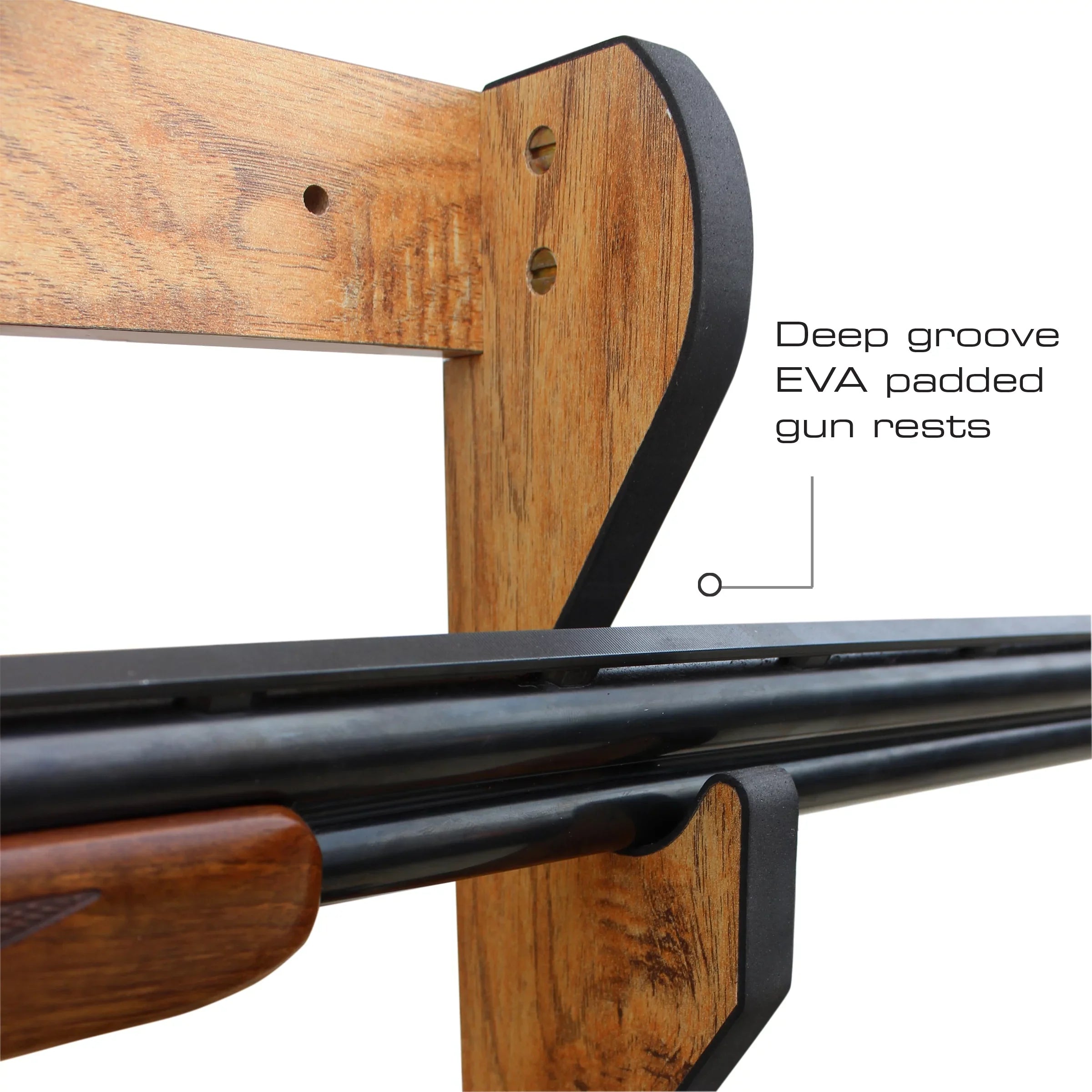 Rush Creek Creations Indoor 3 Rifle/Shotgun Wall Storage Display Rack American Cherry Finish - Convenient Easy Assembly