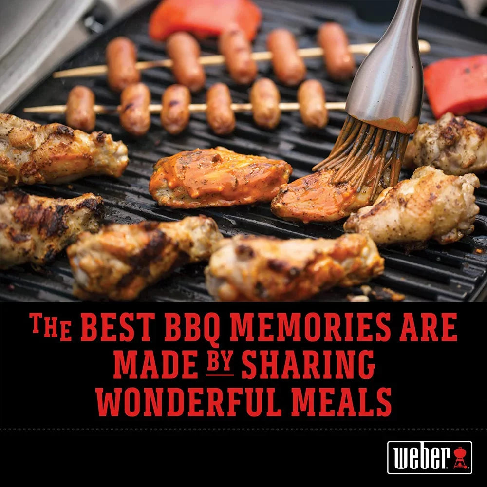 Weber 7646 Cast Iron Cooking Grates for Weber Q 300/3000 Series Grills Bundle with Generic Aluminum Drip Pans Set of 3 and Grill Cover Barbecue Waterproof Outdoor Protection