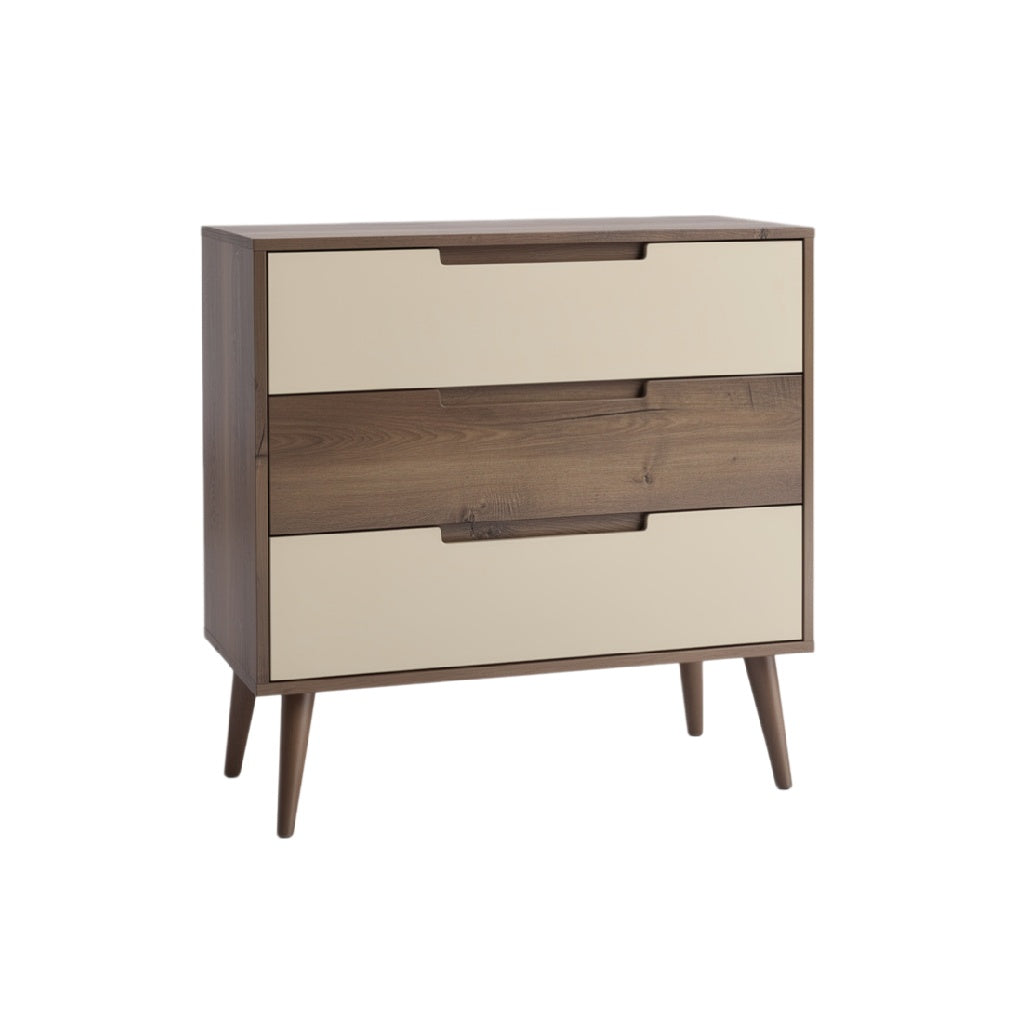 Modern Wooden Chest of Drawers with Minimalist Design and Three Storage Compartments