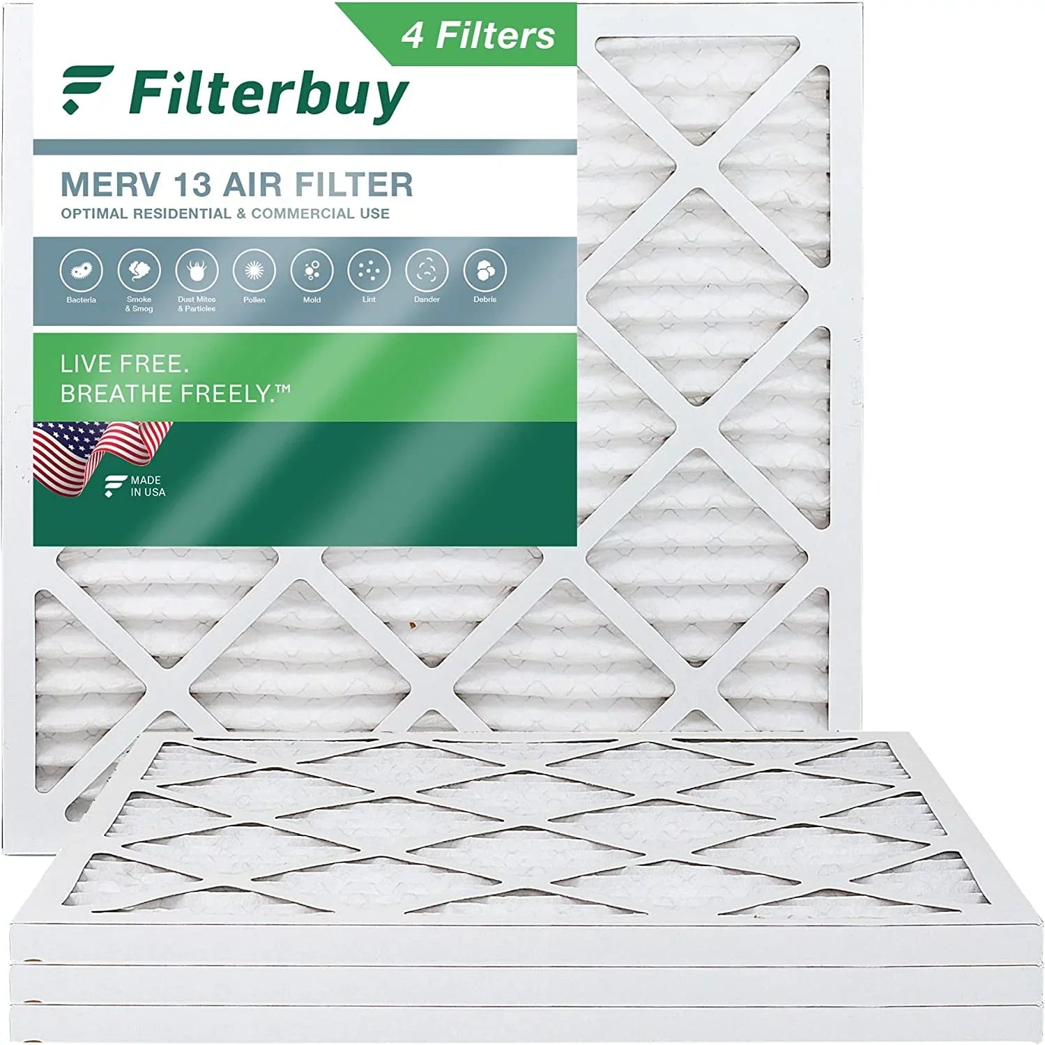 Filterbuy 25x25x1  13 Pleated   Furnace Air Filters (4-Pack)