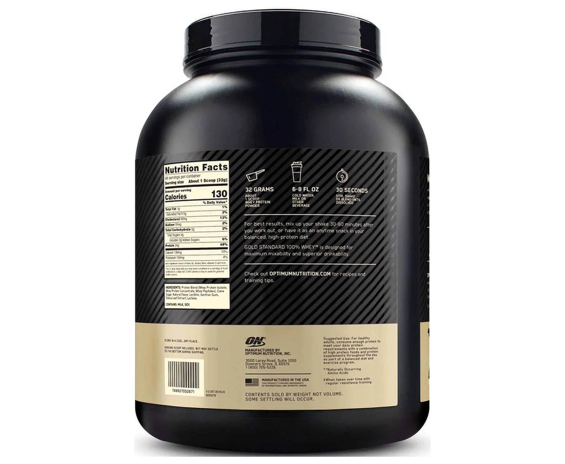 Optimum Nutrition, Gold Standard 100% Whey Protein Powder, Naturally Flavored Vanilla, 4.8 lb, 68 Servings
