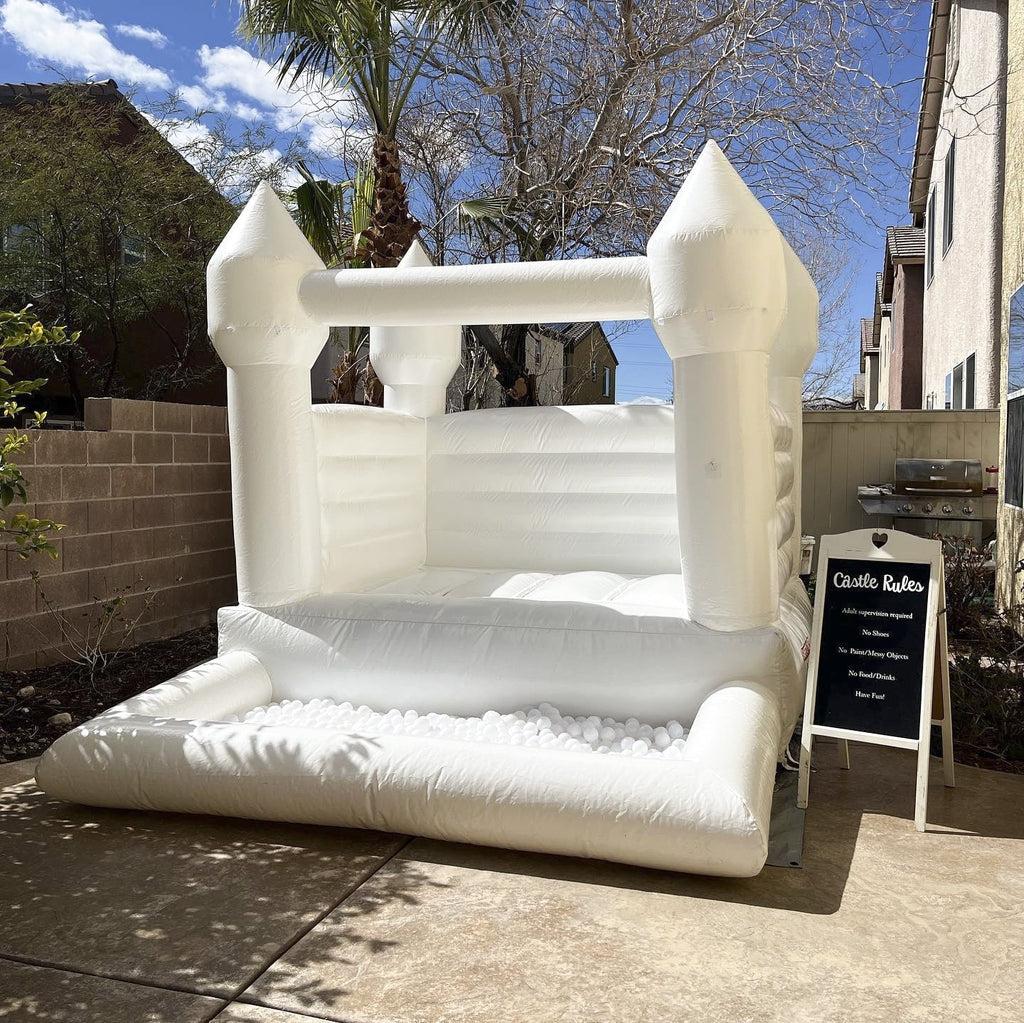 Connsann White Bounce House  Commericial Grade   Jump Castle with Blower & Ball Pit  for Kids Outdoor Indoor Party
