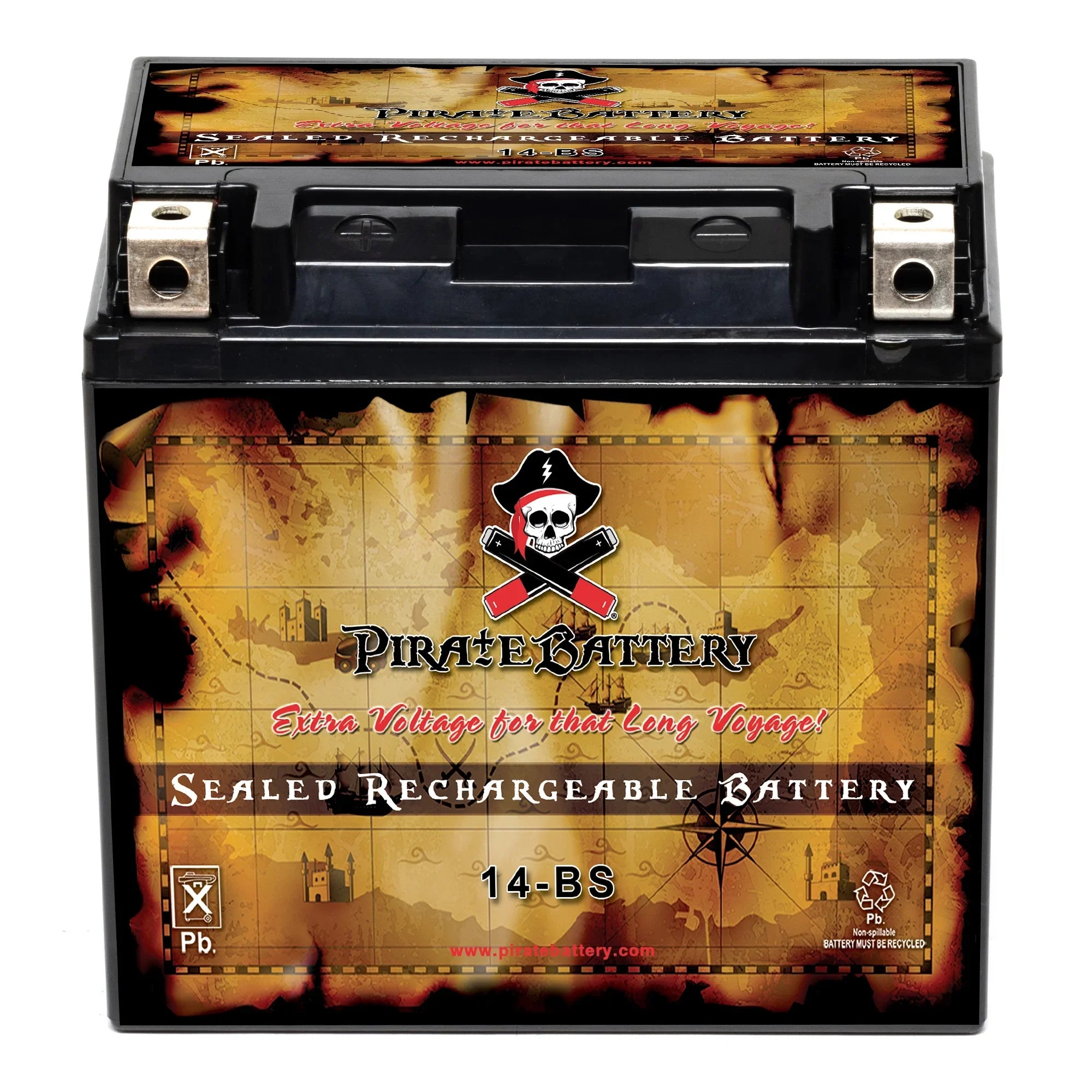 Pirate Battery YTX14- (14- 12 Volt,12 Ah, 200 ) Motorcycle Battery for Honda 1100cc Vt1100c, C3, T Shadow (spirit, Aero, A. C. E. Tourer) 2006