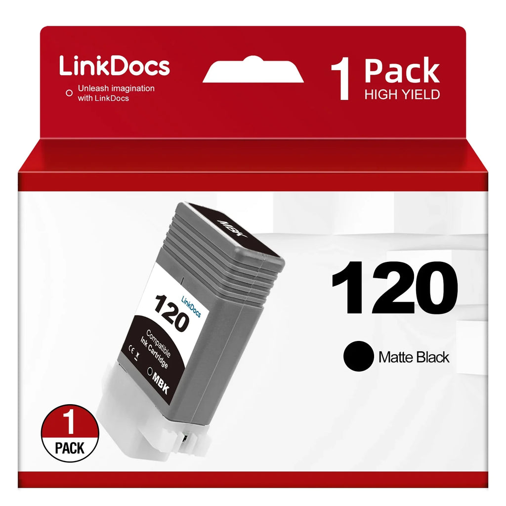 LinkDocs Compatible PFI120 -120 Matte Black Ink Cartridges Replacement for Canon PFI120 -120 -120MBK Work for Canon ImagePROGRAF  -200 -205 -300 -305 and -200 -300 Printer