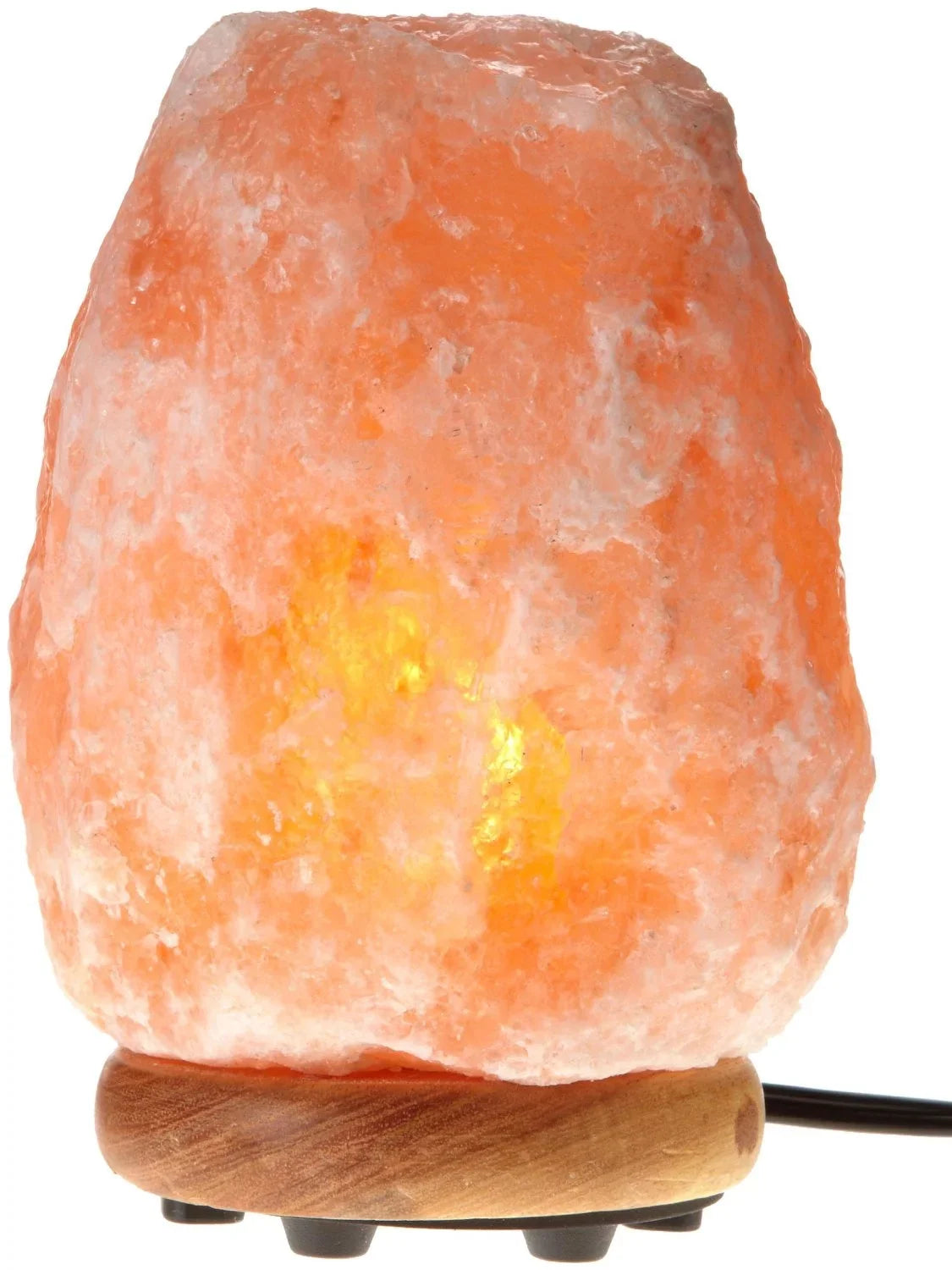 Himalayan Glow Hand Carved Natural Crystal Himalayan Salt Lamp With Genuine Neem Wood Base, Bulb And Dimmer Control.8 to 9 Inch, 8 to 11 lbs.