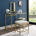 Crosley Furniture Aimee 3-Piece Makeup Vanity Desk Set with Stool and Storage Shelves