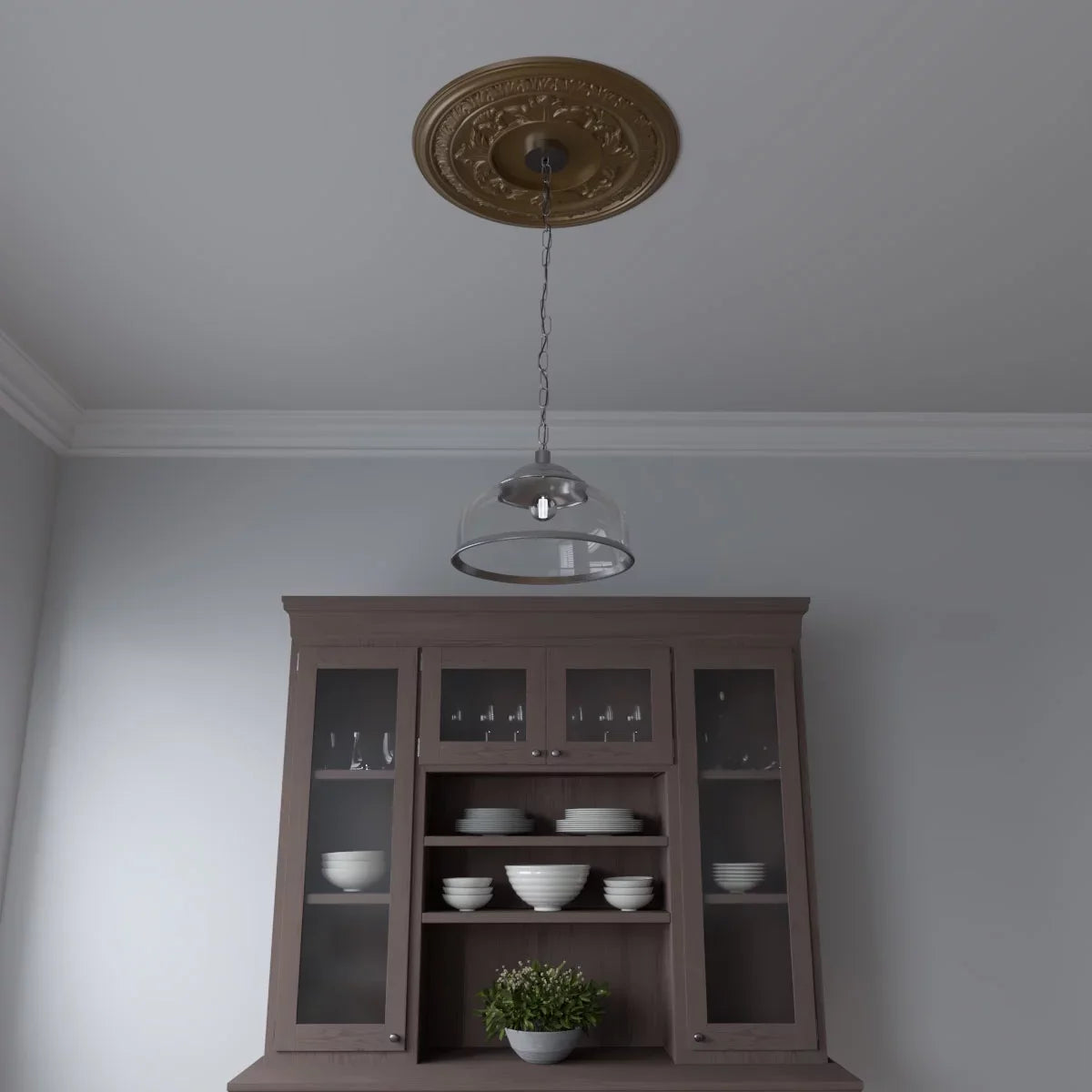 Ekena Millwork 22" x 3 1/2" x 1"P Baltimore Thermoformed  Ceiling Medallion (Fits Canopies up to 7 3/4"), Metallic Gold Rush