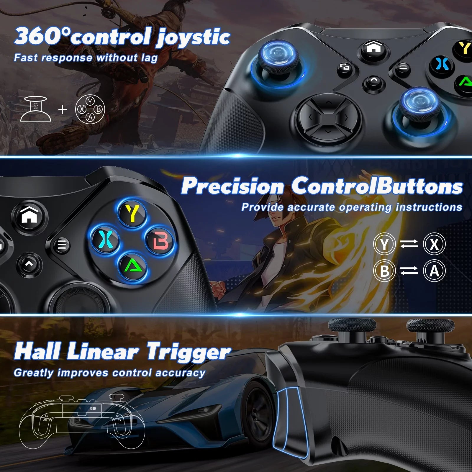 Wireless Xbox Controller for Xbox One X-S/ Xbox Series X-S/ , Support Turbo and Macro Function, with Six-Axis Sensor and Dual Vibration
