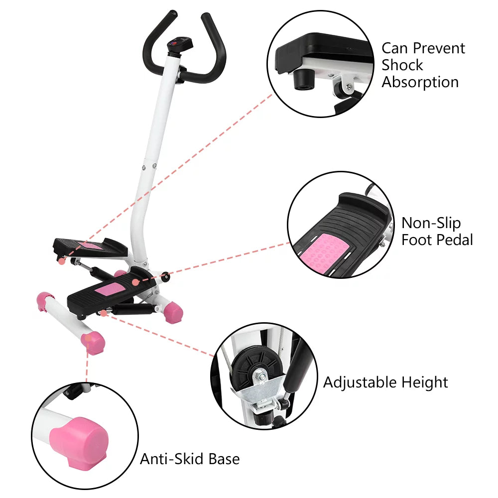 SalonMore Twist Stepper Exercise Equipment, with Handlebar and  Monitor, for Losing Weight