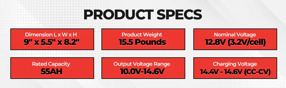 LFP22-1255 Nominal Voltage 12.8V 55Ah Lithium Deep Cycle Marine Battery Compatible with Minn Kota Terrova 55 Nominal Voltage 12.8V 50LB Trolling Motor LiFePO4