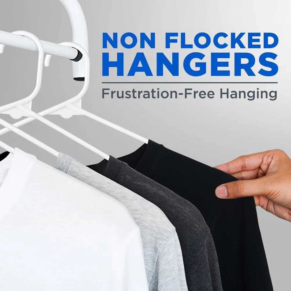 SereneLife White Standard Plastic Hangers, Mega Pack, 200 Pieces Hangers for Clothes