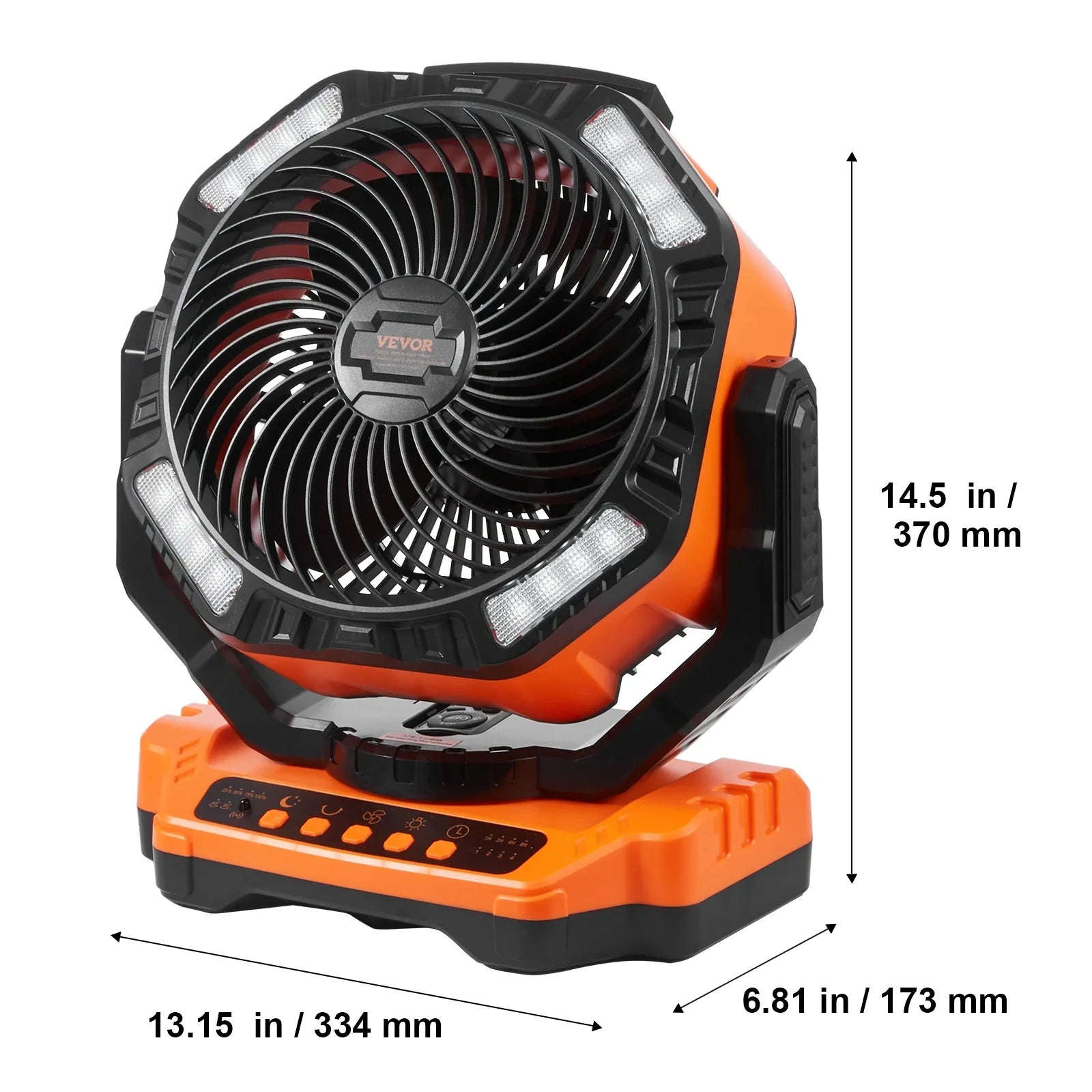 13 inch Portable Fan Rechargeable with  Lantern 4 Speeds Swivel Timer