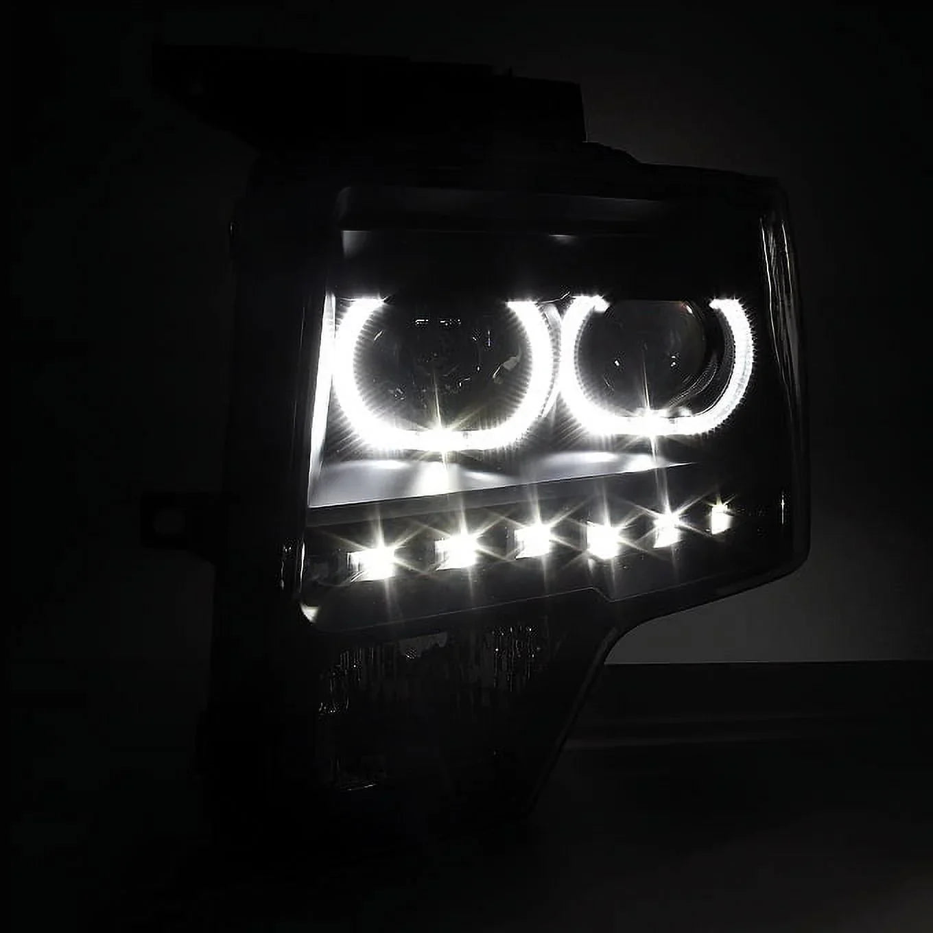 '- For [Dual  Halo Ring] 09-14 F150 F-150 Pickup Truck Black Projector Headlights +  Tail light Set