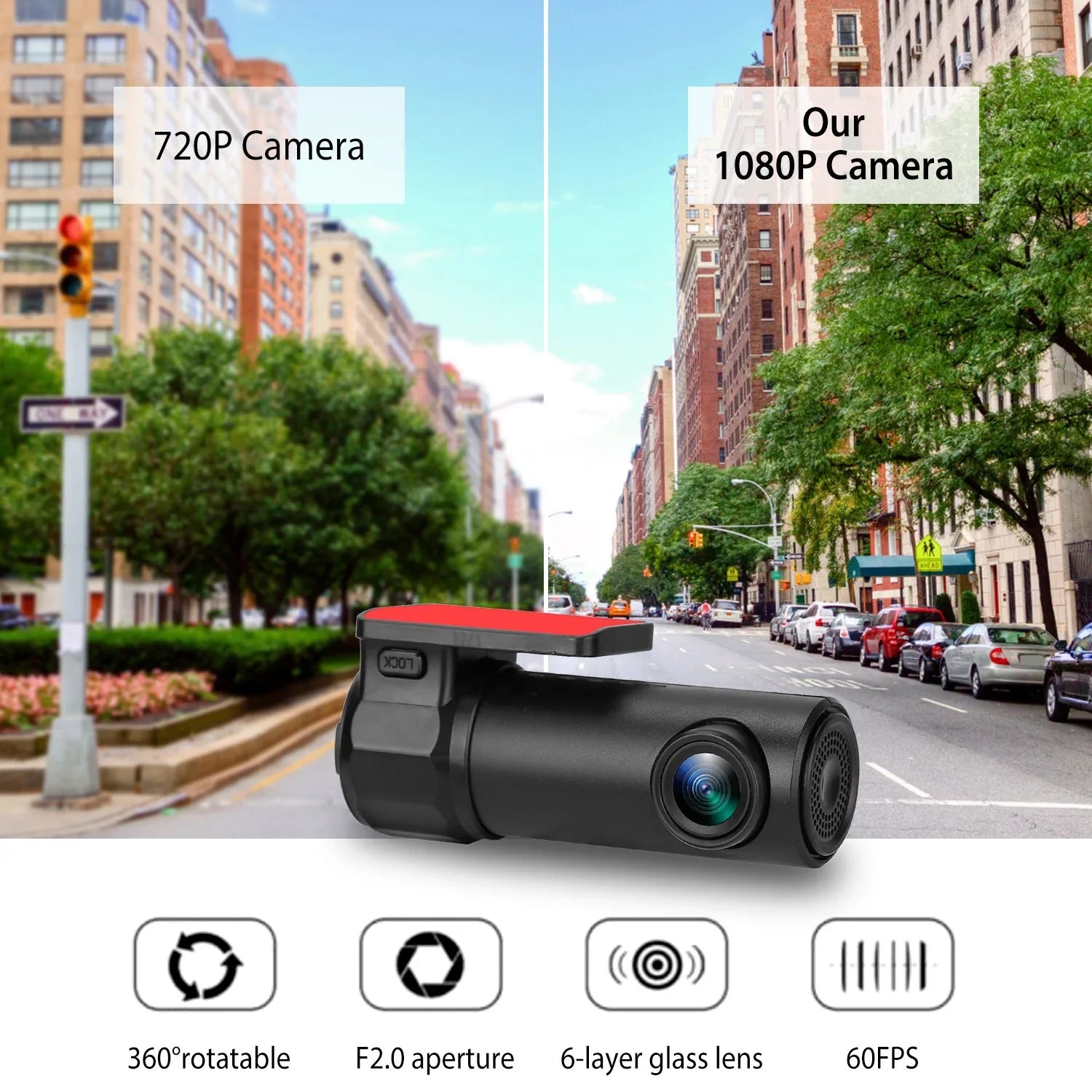 170° WiFi Dash Cam iMounTEK 1080P  Car  Camera Recorder with G-sensor App Wifi Looping Recording 11.2ft Cigarette Lighter Cable