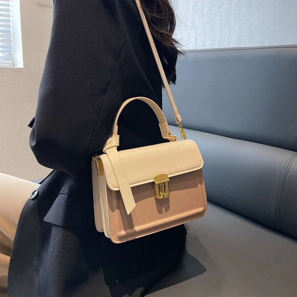 Junior Buckle Decor Handbag, Trendy Square Crossbody Bag, Faux Leather Flap Purse For Women (7.9*5.93*3.16) Inch