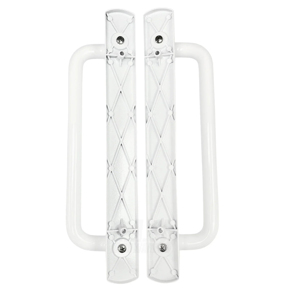 5400 Sliding Door Handle Set with Mortise Lock and Keys | White Handle Replacement for Patio Glass Door Repair 7-15/16 hole spacing 12.5 Faceplate Handle | (-489-)