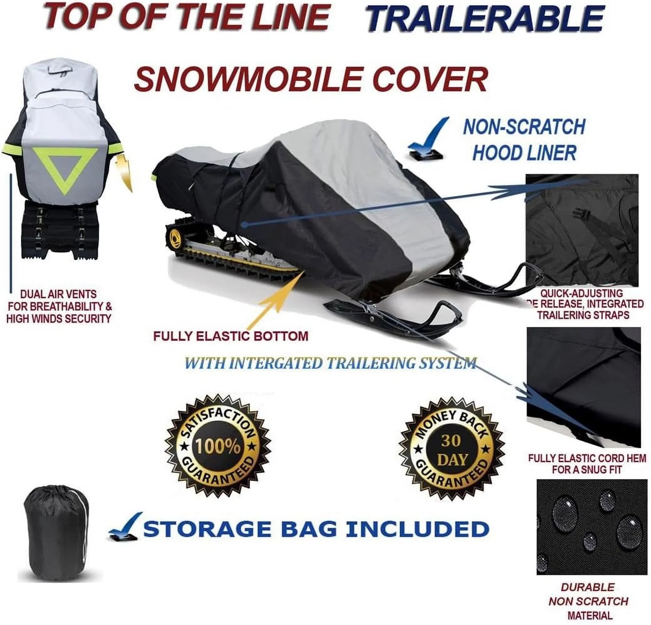 600 Denier Snowmobile Trailerable Cover Compatible For The 2009-2009 Arctic Cat Model M1000 162    Snowmachine Sled.