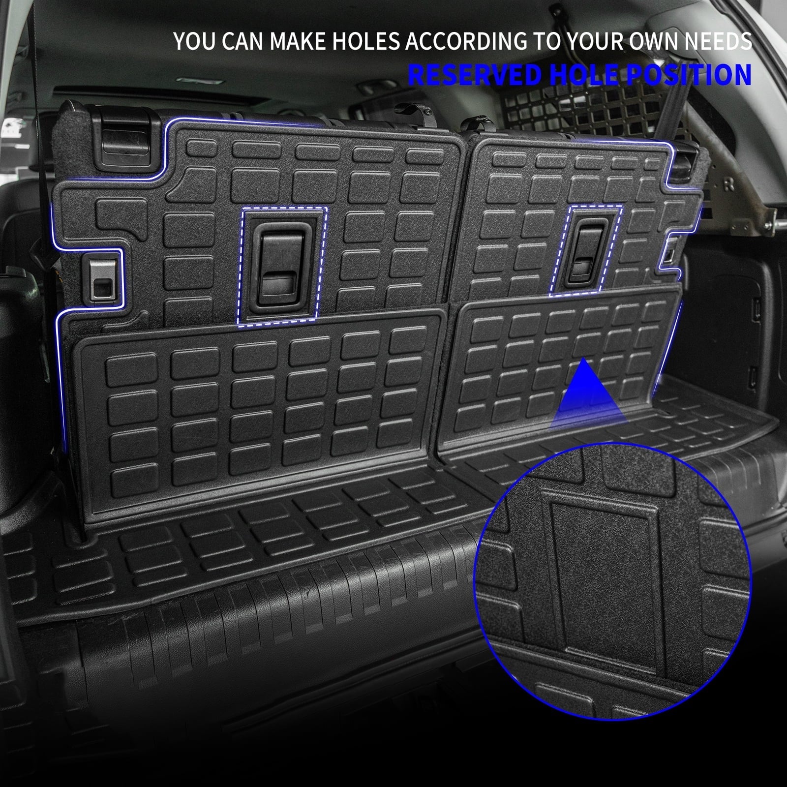 Fit 2010-2023 Toyota 4Runner 7 Seats Trunk Mat Cargo Liner Accessories (3rd Row Backrest Mats+Trunk Mat)