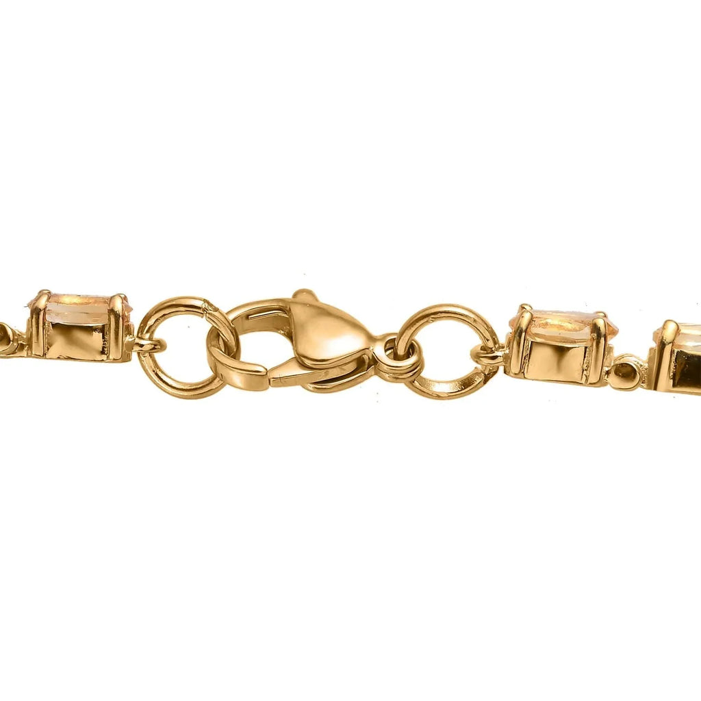 Shop  Citrine Oval Stainless Steel Yellow Gold Ion Plated Bracelet for Women Jewelry Size 7.25" Ct 7.38 Birthday Gifts