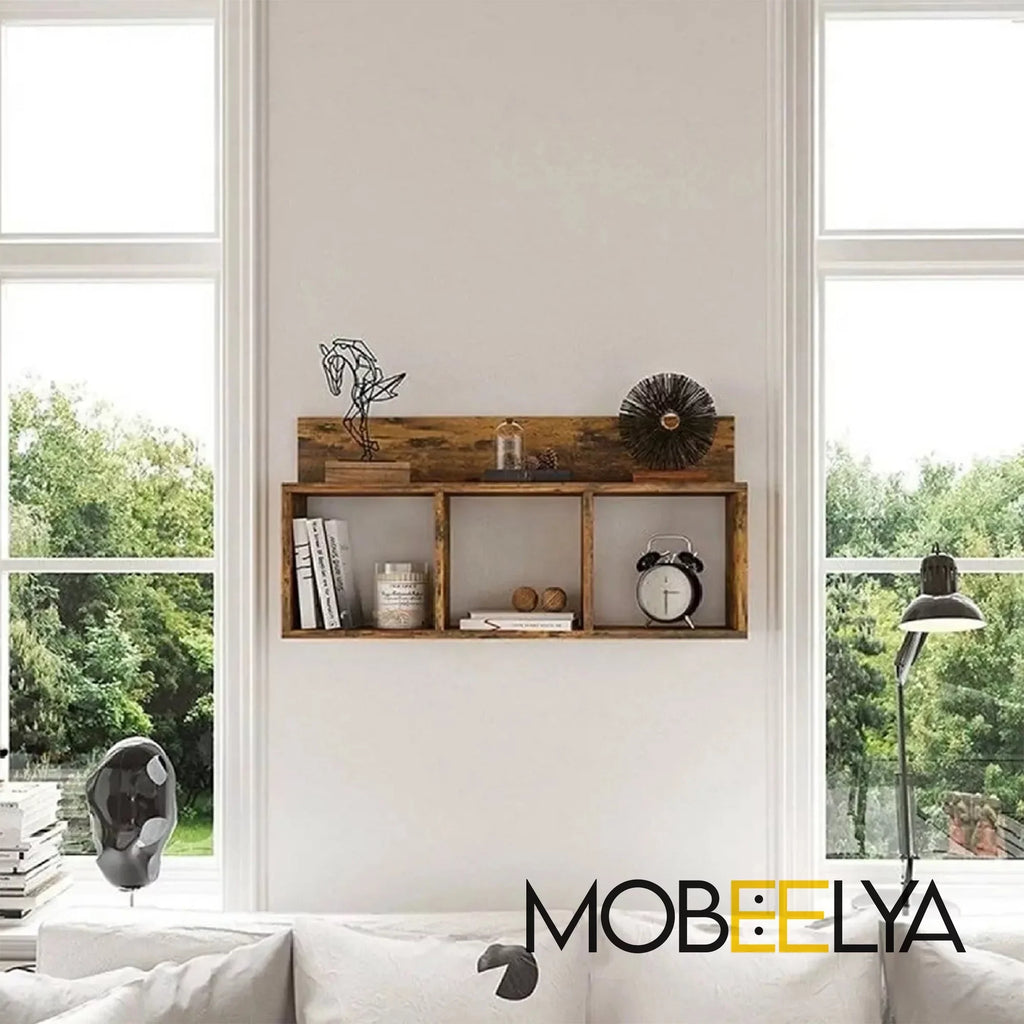 Natural Pine Wood Wall Shelf | Modern Floating Organizer | Items Storage Floating Wall Decor | Decorative Gift | Easy to Install,  Mobeelya