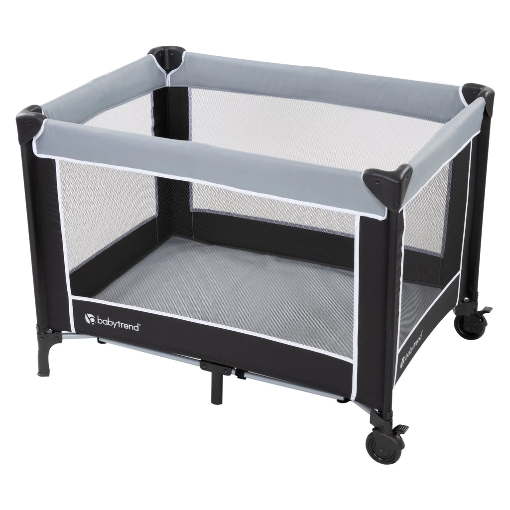 Baby Trend Flat Portable Playard with Bassinet – Twinkle Grey, Unisex