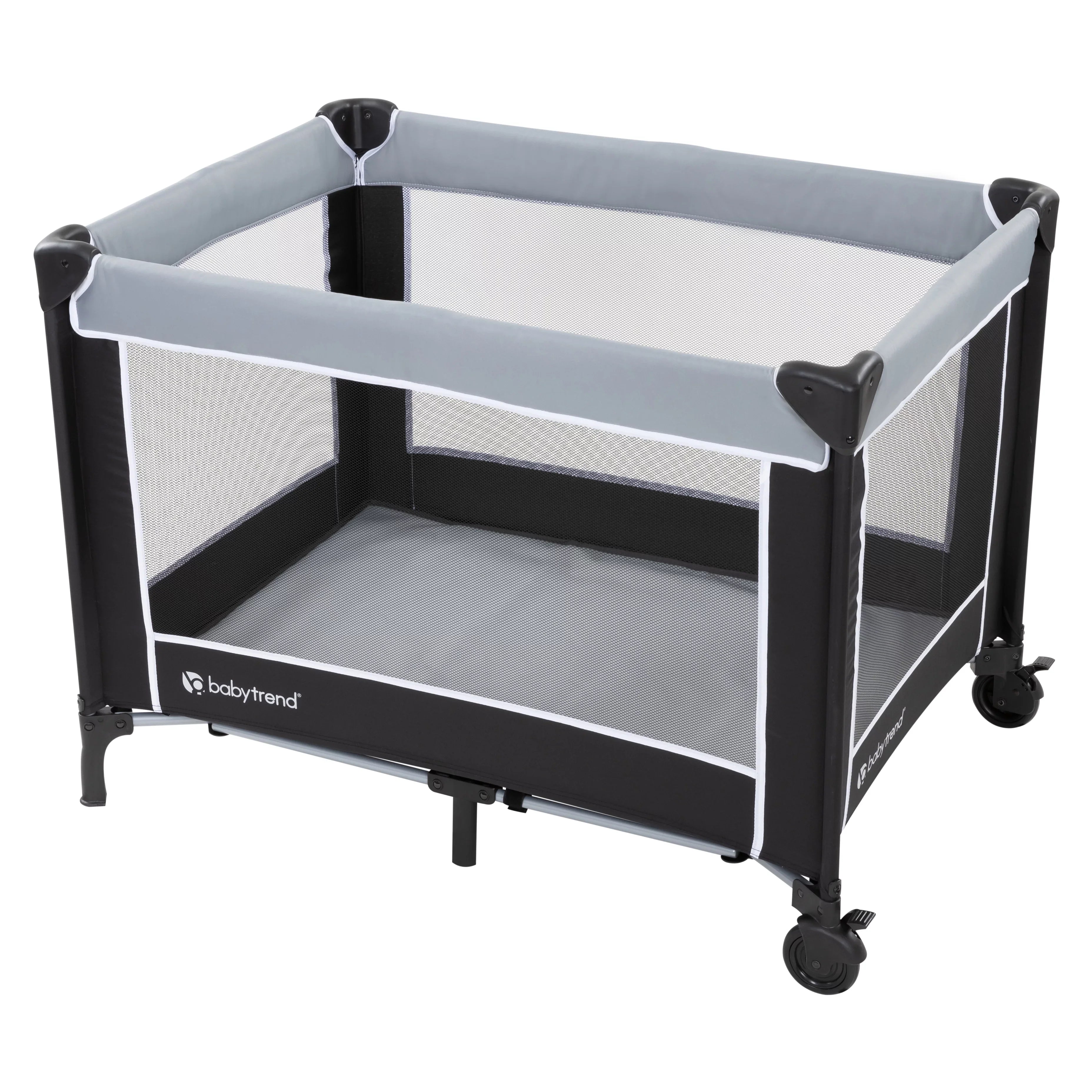 Baby Trend Flat Portable Playard with Bassinet – Twinkle Grey, Unisex