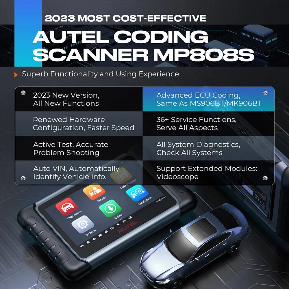 Autel MaxiPRO MP808S Car Diagnostic Scan Tool All System Diagnostics  Coding, Active Test, 30+ Service, 2 Year Free Update