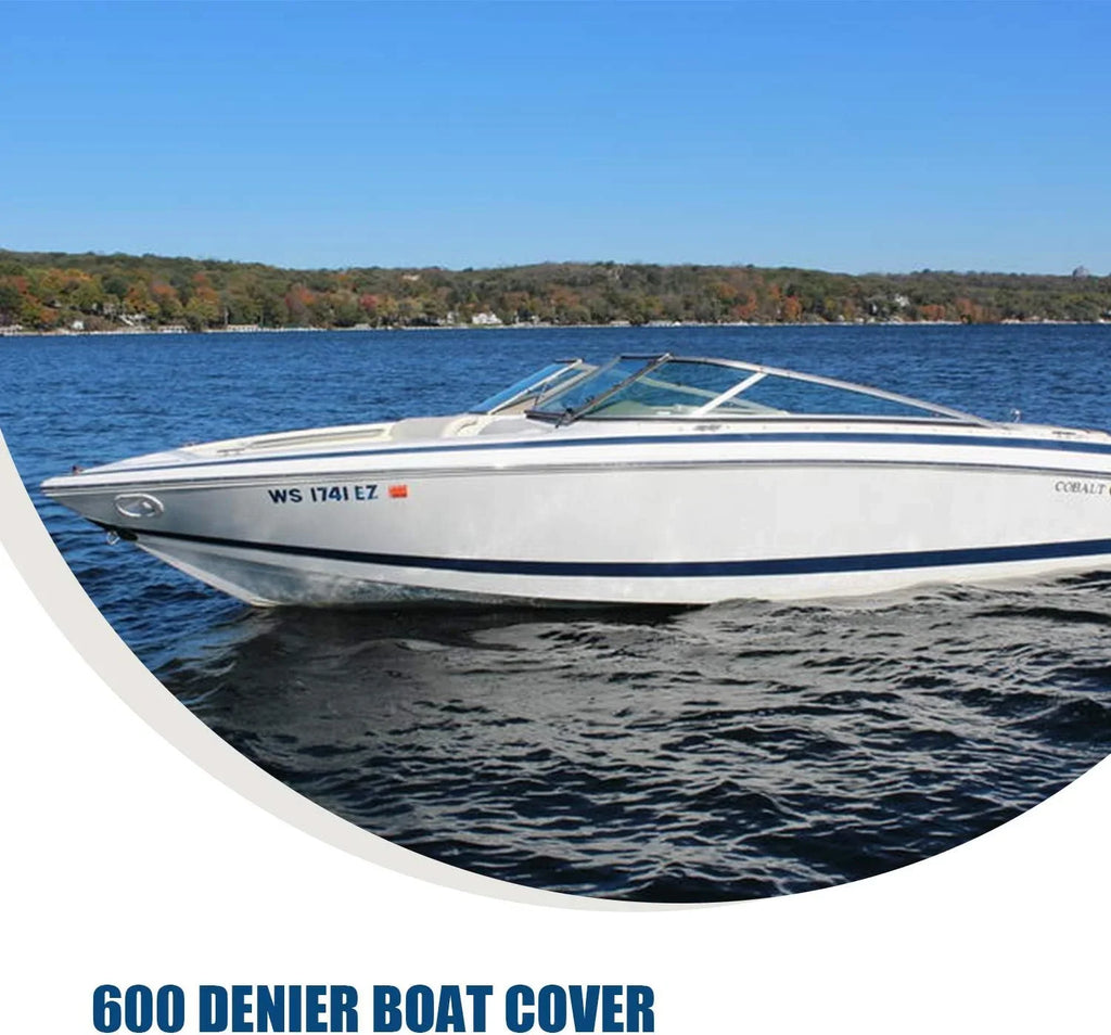 Trailable Marine Grade Boat Cover Heavy Duty 600D Fits V-Hull Runabouts Aluminum Fishing Pro-Style Bass Boats F Fit 17-19Ft Width To 96In 9921-0122-36