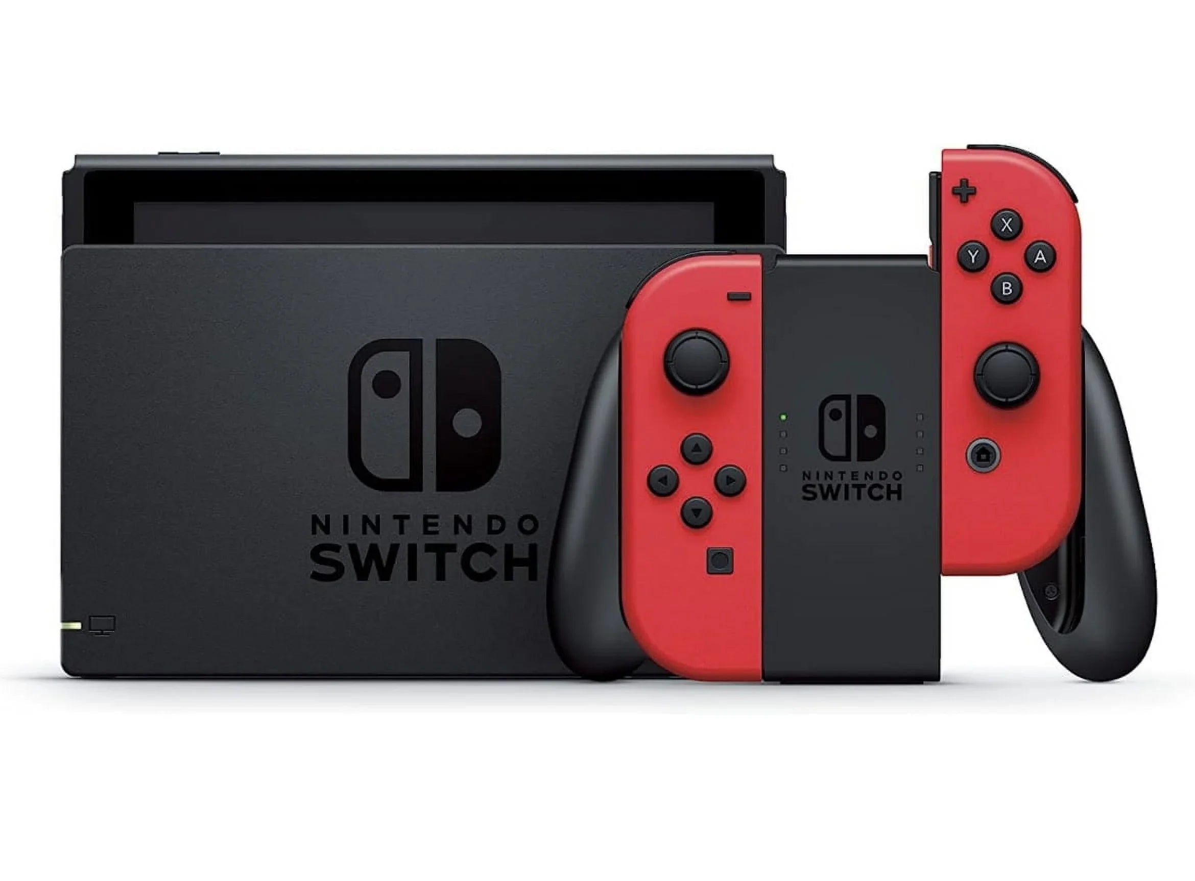 New Nintendo Switch Mario Bundle with Red Joy-Con - Bundle with Luigi's Mansion 3  & Choose One of Three Download Mario Games - 64GB Micro  - Switch Carrying Case
