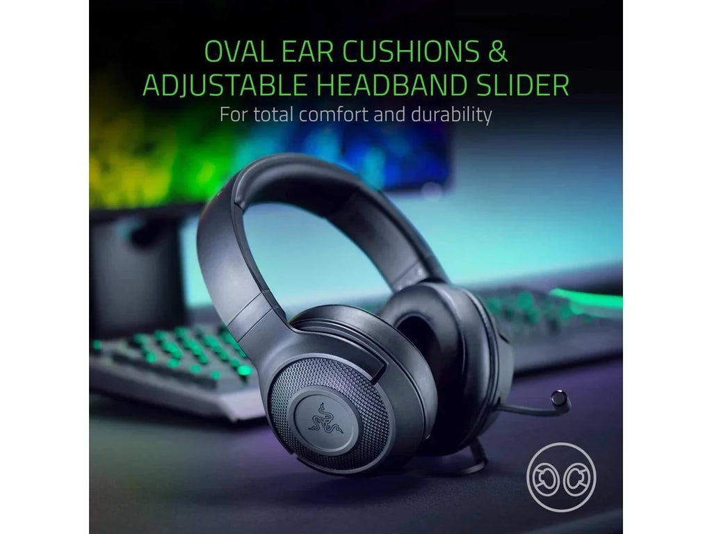 Razer Kraken X Lite Ultralight Gaming Headset: 7.1 Surround Sound Capable Lightweight Frame Bendable Cardioid Microphone for , Xbox, PS4, Nintendo Switch - Classic Black