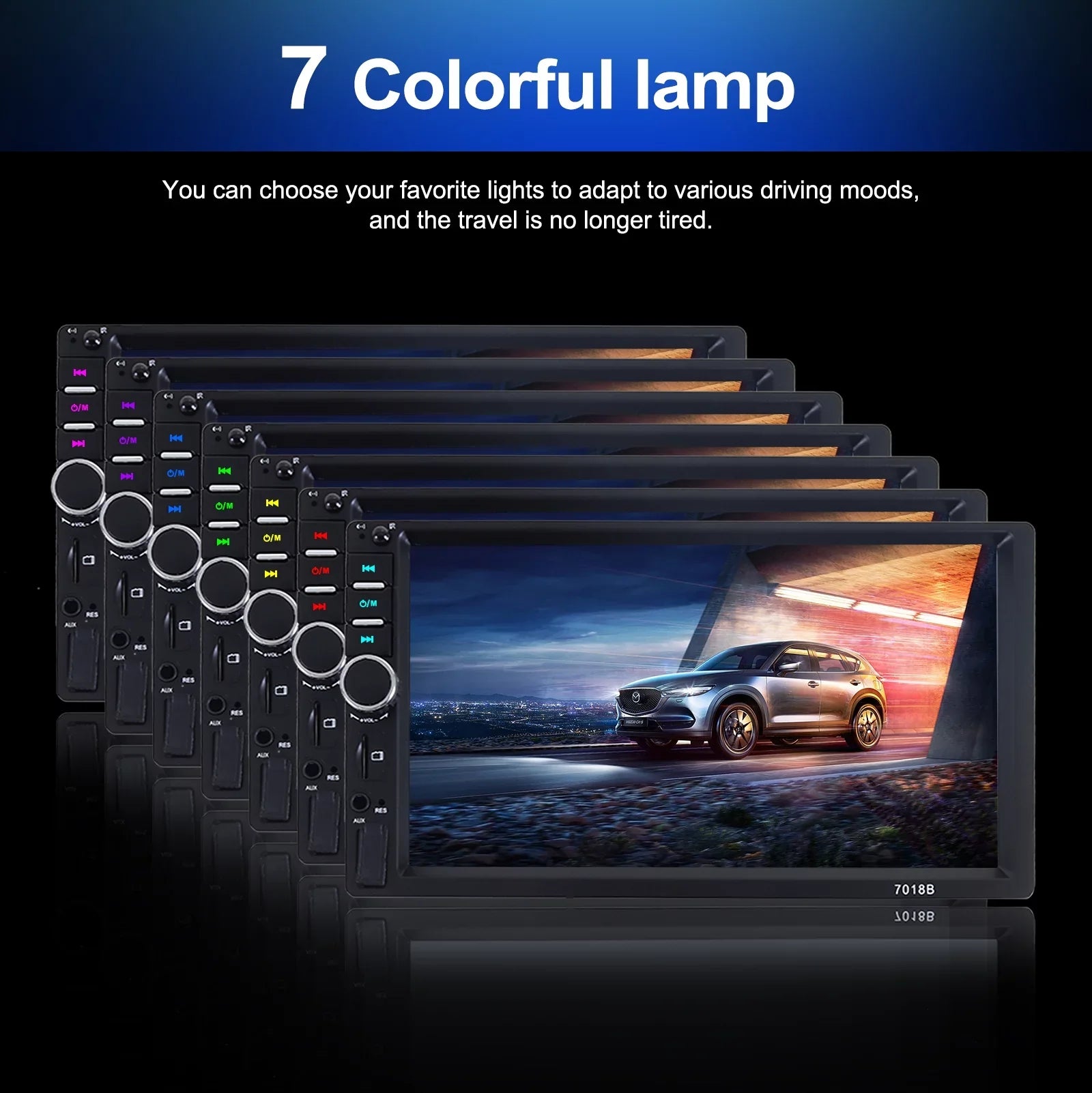 Double 2 Din Car Stereo Radio MP5 Player, 7 Inch  Touch Screen Bluetooth Car Video Player 1080P with Backup Reversing Camera