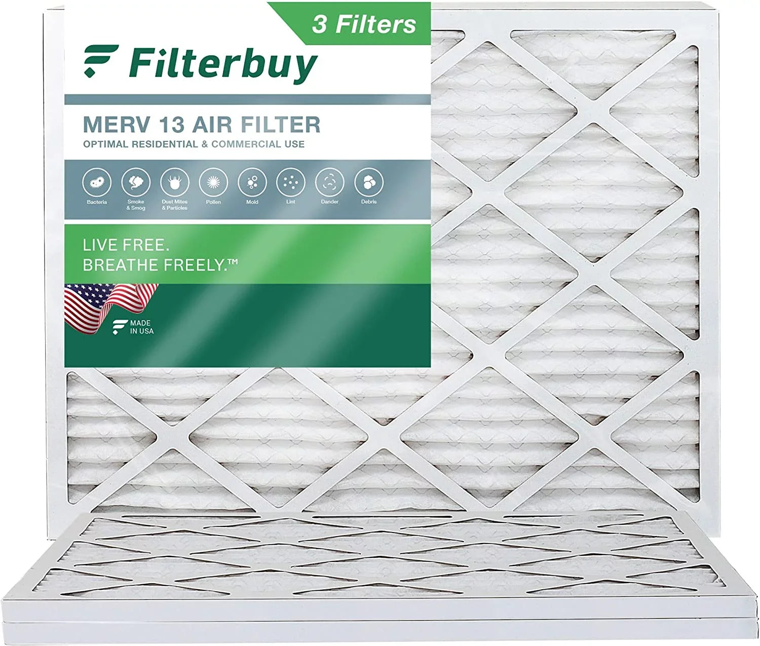 Filterbuy 14x20x1  13 Pleated   Furnace Air Filters (3-Pack)