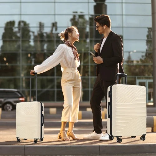 Zateety Hardshell Luggage Sets 3 Piece double spinner 8 wheels Suitcase with  Lock Lightweight 20''24''28''