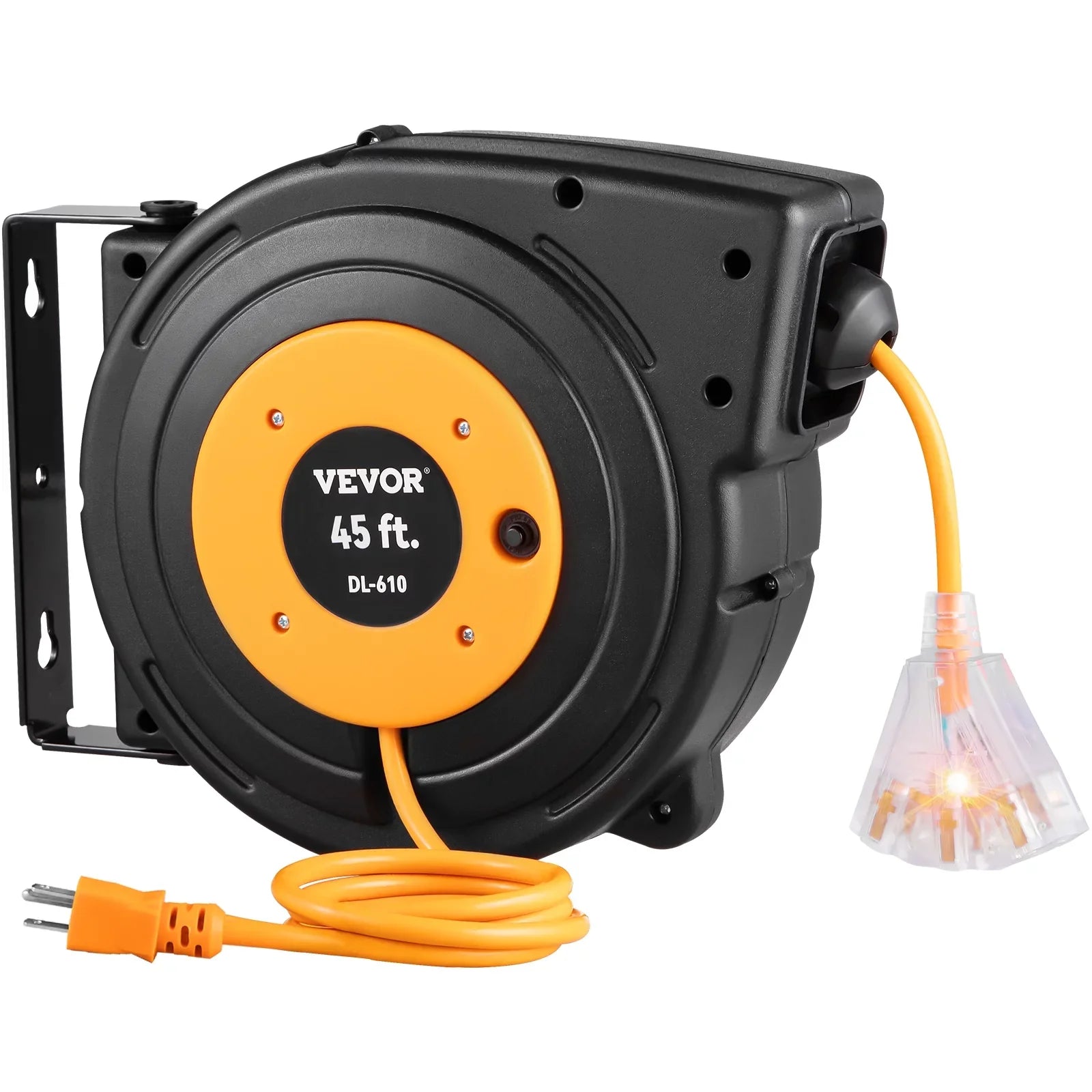 Retractable Extension Cord Reel Power Cord Reel 45FT 12AWG/3C